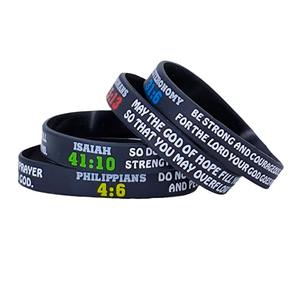 Pulsera de silicona Faith, paquete de 4 pulseras decorativas redondas y duraderas con citas bíblicas para creyentes cristianos - Product Image 4