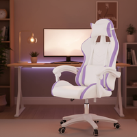 Chaise de bureau pivotante confortable pour fille, couleur violette, avec fonction de levage et d'inclinaison, chaise de jeu inclinable