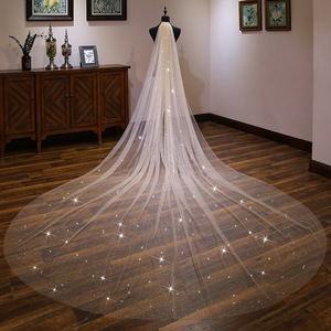 Luxury <strong>Sparkling</strong> Sequins <strong>Veil</strong> Wedding <strong>Veil</strong> Bridal Long New One-layer <strong>Veils</strong> - Product Image 6