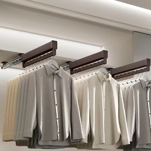 Rak Celana Serbaguna dari Aluminium yang Dipasang di Atas, Hemat Ruang, Rel Geser Logam, Rak Celana Tarik, Gantungan Baju - Product Image 5
