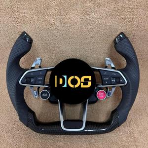 Volante deportivo personalizado de cuatro botones de cuero rojo de fibra de carbono LED para AudiA3 V8 A4 <span class=keywords><strong>A5</strong></span> A7 B8 C7 A6 C8 S3 Rs3 Rs7 S5 B9 S4 B8.5 - Product Image 2