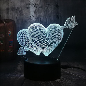 Multicolor <span class=keywords><strong>dulce</strong></span> de Navidad amante corazón ilusión boda, Flecha de Cupido amor 3d lámpara luz de noche para niños - Product Image 6