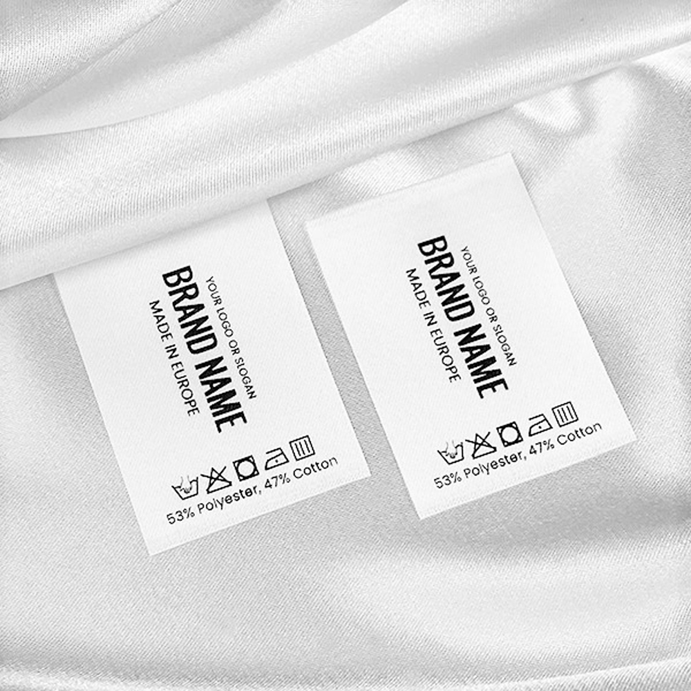 Privated Designer Clothes Washing Instruction Labels QR Code Custom Satin Tag Or Nylon Material Wash Care Label For Clothing