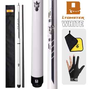 Queue de billard Little Monster CD en fibre de carbone, 3 pièces, pour saut et break, 19,5 oz, pointe de 12,9 mm, avec sac souple, gant et serviette - Product Image 3