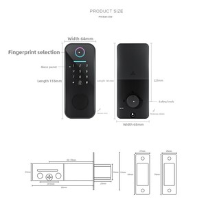 Tuya חשמלי דיגיטלי wifi דלת מנעול טביעת אצבע גבוהה אבטחה עם מצלמה עבור מפתח סיסמת מפתח סיסמה - Product Image 5