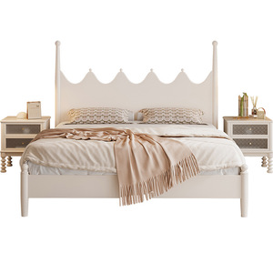 Lit en bois massif de style américain, lit plateforme double de 1,8 m, blanc, rétro, meubles de chambre à coucher princesse - Product Image 4