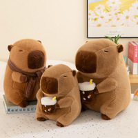 Peluche Capybara avec écharpe, personnalisée, en coton PP, modèle thé au lait, animaux de dessin animé mignons, poupées douces