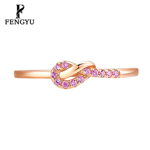 Anillo <span class=keywords><strong>de</strong></span> Nudo <span class=keywords><strong>de</strong></span> Circonita Rosa Oro Rosa Fino para Mujer, <span class=keywords><strong>Plata</strong></span> <span class=keywords><strong>de</strong></span> Ley 925, Anillos Sencillos, Joyería <span class=keywords><strong>de</strong></span> Moda <span class=keywords><strong>de</strong></span> Diseñador Personalizado al por Mayor - Product Image 1