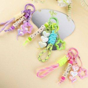Porte-clés personnalisé avec perles <span class=keywords><strong>lettres</strong></span>, breloques cœur et étoile, bracelet en corde tressée, personnalisable - Product Image 3