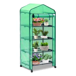 Mini Greenhouse with 4-Tier Indoor Outdoor Sturdy Portable Shelves for Growing Plants Seedlings Herbs or Flowers