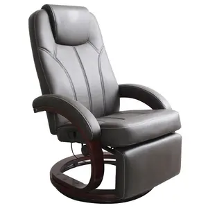 厂家直销定制手动升降脚凳电视椅旋转超细纤维织物躺椅木质圆形底座