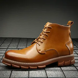 नई शैली विंटेज असली लेदर पुरुषों की फैशन चेल्सी जूते फीता अप फ्लैट आरामदायक जूते टखने जूते पुरुषों के लिए