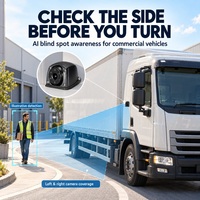 Système de caméra d'angle mort pour camion avec détection IA, avertissement sonore et visuel, caméra de recul, écran partagé, étanche, pour bus, fourgonnette et flotte