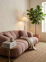 Canapé Modulaire Moderne en Tissu Rembourré de Luxe, Canapé Courbé Effet Nuage pour Salon