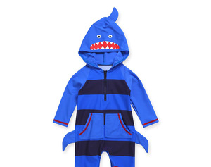 Traje de Baño de Una Pieza para Bebé Niño, Manga Larga con Gorro, UPF 50+, Conjunto de Traje de Baño, Traje de Baño de Tiburón, Traje de Baño con Protección Solar - Product Image 1