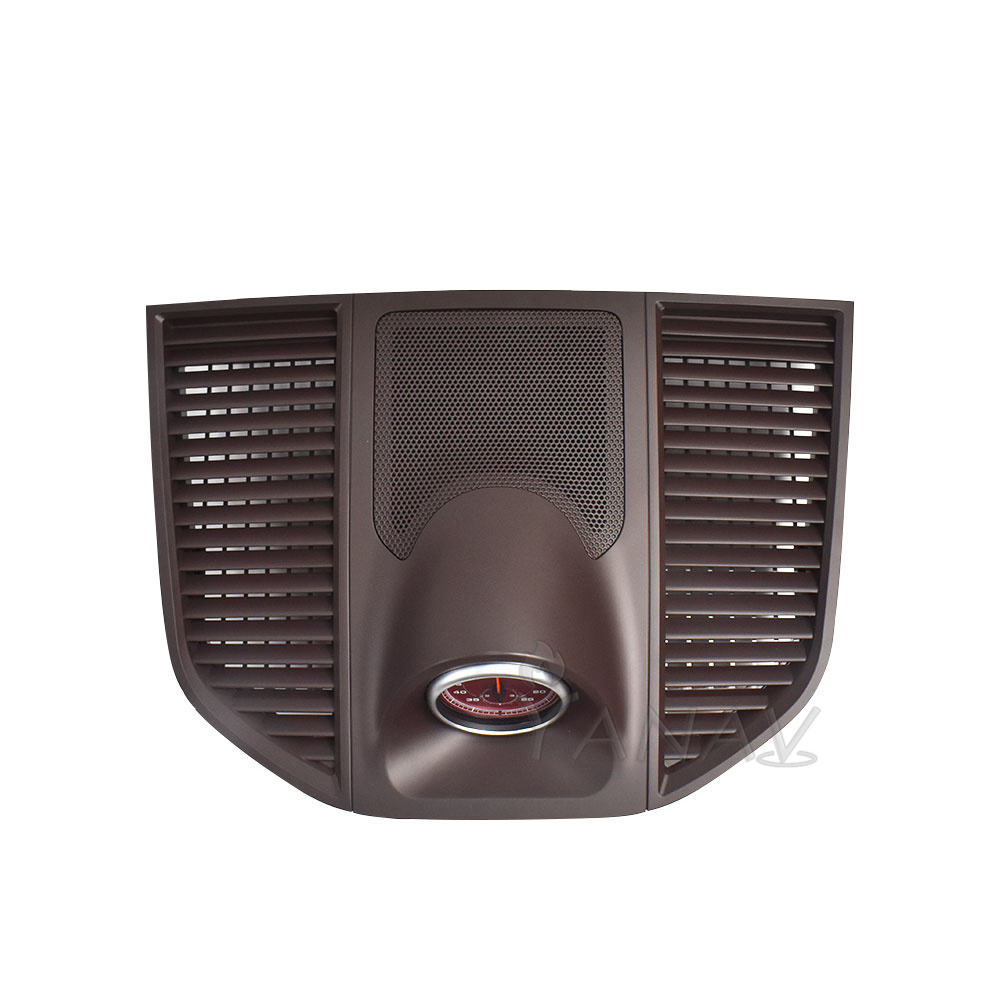 Red color panel with clock