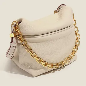 High Quality European Custom Leather Shoulder Bag Underarm Lady Chain Bags Casual Tote Handbags