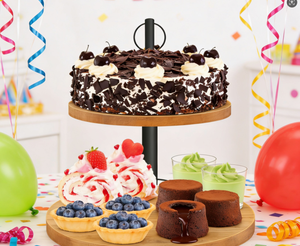 Kek Standı, 3 Katlı 2 Katlı Kek Standı, Ahşap Katlı Servis Tepsisi Kek Kulesi Standı Çiftlik Evi Tarzı Pasta Standı - Product Image 3