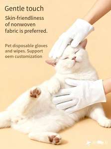 Serviettes humides jetables en microfibre écologiques, fibres non tissées, nettoyage des animaux de compagnie, utilisation en salle de bain pour le toilettage des chats et des chiens, 6 comprimés/sachet - Product Image 2