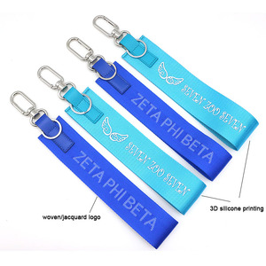 Custom Personalized 3D Silicone Printing Stable Not Easy to Fall off Silk Print Woven Jacquard Logo Key Chain Keyring Lanyard