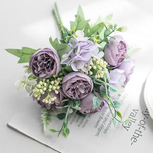 SPR Wholesale Brand Décorations vintage Fleurs pivoines 6 branches Bouquet de roses artificielles en soie au toucher réel Camélia 40cm - Product Image 6