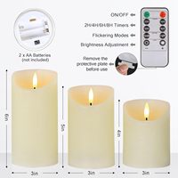 Bougies LED Pilier sans Flamme à Piles, Effet Cire Réelle Scintillante, avec Télécommande et Minuteur, Idéales pour la Décoration de Noël et de la Maison (Vente en Gros)