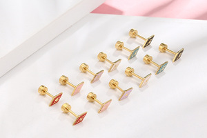 Pendientes <span class=keywords><strong>de</strong></span> <span class=keywords><strong>Mariposa</strong></span> <span class=keywords><strong>de</strong></span> Acero Inoxidable Chapados en Oro, Aretes <span class=keywords><strong>de</strong></span> Corazón y Fresa para Niños, Joyería Colorida <span class=keywords><strong>de</strong></span> Dibujos Animados - Product Image 3