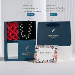 Commercio all'ingrosso della fabbrica san valentino Tanabata sei rose regalo scatola <span class=keywords><strong>anello</strong></span> collana orecchini gioielli scatola di imballaggio timbrante riciclabile - Product Image 2