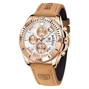 Montre à quartz pour homme BENYAR 5180, nouvelle arrivée, bracelet en cuir populaire, chronographe étanche, montre-bracelet fine - Product Image 4