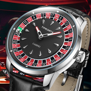 Montre pour homme de <span class=keywords><strong>casino</strong></span> à roulette, vente en gros personnalisée transfrontalière, très vendue : bracelet en cuir brillant, étanche, montre-bracelet à quartz tendance - Product Image 6