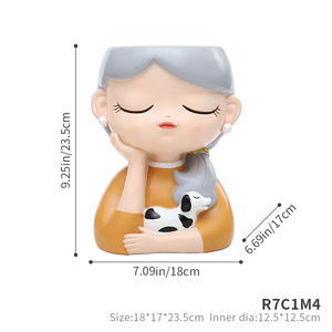 <span class=keywords><strong>Macetas</strong></span> grandes de 9 pulgadas Roogo Sweet Girl <span class=keywords><strong>con</strong></span> mascota de diferentes tamaños Adorable estilo de personaje Diseño popular Maceta - Product Image 2