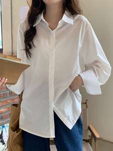 Uniform Women <strong>Shirts</strong> Long Sleeve 2025 New Loose Student <strong>White</strong> <strong>Shirt</strong> Bottoming Top Business Wear Fashion Blank <strong>Shirt</strong> - Product Image 5