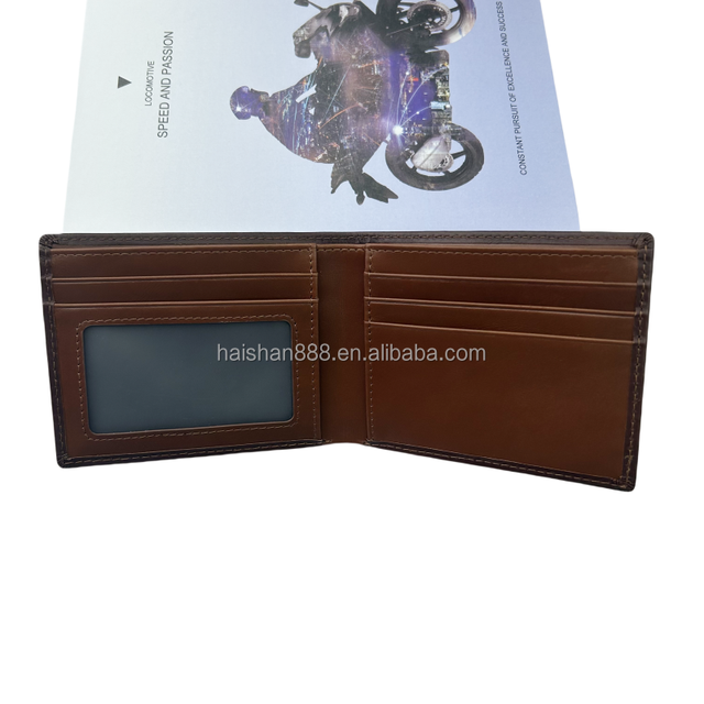 Customized Genuine Leather RFID Blocking Commercial Bifold Handmade Wallet for Men