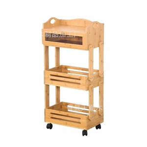 Modern minimalist wooden storage rack, movable and environmentally friendly floor-<b>standing</b> multi-tiered <b>vegetable</b> and fruit - Product Image 5
