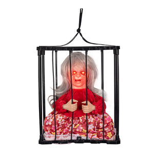 Decoración Colgante <span class=keywords><strong>de</strong></span> Fantasma <span class=keywords><strong>de</strong></span> Halloween, Jaula <span class=keywords><strong>de</strong></span> Plástico, Juguete Eléctrico con Cabeza Estirable, Luz y Sonido, Prisionero Bruja - Product Image 5