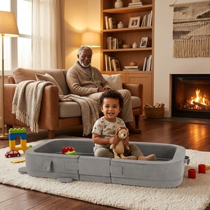 Cama de Viaje Plegable Portátil para Niños Pequeños, Diseño 2026, Diseño de Oso Gris, Cama de Viaje para Niños para Dormir, Muebles Infantiles - Product Image 2