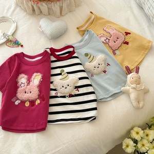 Girls Cartoon Rabbit Short Sleeve T-Shirt Cotton Summer Round Neck 3D Embroidered Top Kids Clothes - Product Image 4