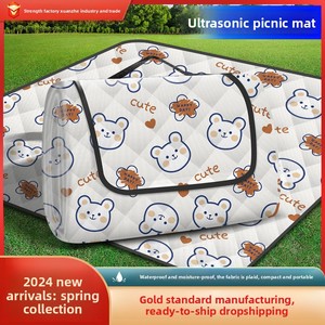 Nouveau Tapis <span class=keywords><strong>de</strong></span> Pique-Nique Ultrasonique Antidérapant et Imperméable 2026, Motif Dessin Animé, pour Camping, Plage et Tente Extérieure - Product Image 4