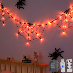 Guirlande lumineuse LED en forme de toile d'araignée pour Halloween, lumières décoratives pour scènes, lumières de décoration pour le festival d'Halloween - Product Image 5