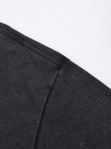 Camisetas con estampado de contorno de cesta desgastada de gran tamaño para hombres de EE. UU. 100% algodón lavado con ácido negro secado rápido transpirable ajuste suelto - Product Image 4