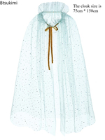 Ensemble de cape de princesse d'Halloween pour filles, robe en tulle semi-transparente, costume de cosplay pour fête d'anniversaire, cape de carnaval de Noël
