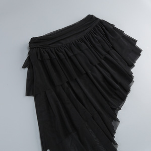 Elegante Abito da Sera Asimmetrico per Donna, Sexy Top in Rete <span class=keywords><strong>Nera</strong></span> e Gonna in <span class=keywords><strong>Tulle</strong></span> Asimmetrica, Set Due Pezzi - Product Image 6