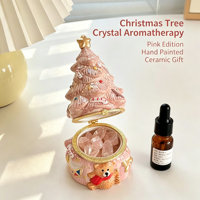 En gros, Ensemble diffuseur d'huiles essentielles en céramique et cristal en forme de sapin de Noël avec pierre diffuseuse, pour la maison et la table, idéal pour les fêtes