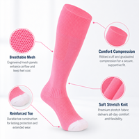 Chaussettes de football roses en gros avec logo personnalisé, chaussettes de sport respirantes montantes, prix d'usine, OEM, faible MOQ