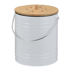 Poubelle de cuisine moderne écologique ronde de 3 L, anti-odeurs, avec couvercle roulant, structure intégrée pour éponge, classification des déchets - Product Image 1