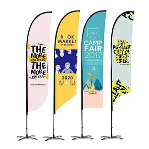 Feather Flag Promotional Usage Advertising Exhibition Event Outdoor Flying Beach Flag With Cross Base
