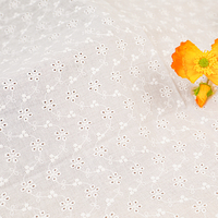 Tissu en dentelle 100 % coton découpé au laser, perforé, à broderie florale, ajouré, pour robes, chemisiers et vêtements pour enfants