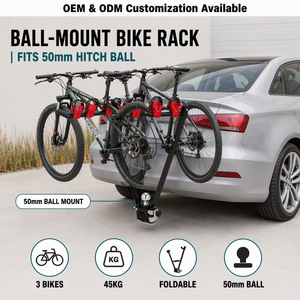 Portabicicletas para <span class=keywords><strong>Maletero</strong></span>, Plegable, de Acero, para 3 Bicicletas, Compatible con <span class=keywords><strong>Bola</strong></span> de Enganche de 50 mm, para Sedán, SUV, Hatchback, Camioneta, Capacidad de 45 kg - Product Image 1