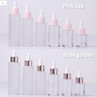 Flacon compte-gouttes en verre blanc givré pour huiles essentielles, emballage cosmétique pour sérum