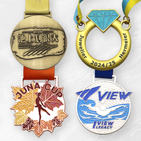Médailles personnalisées avec logo, sports, football, taekwondo, course à pied, volley-ball, karaté, natation, médailles de récompense en métal or, argent, cuivre avec ruban